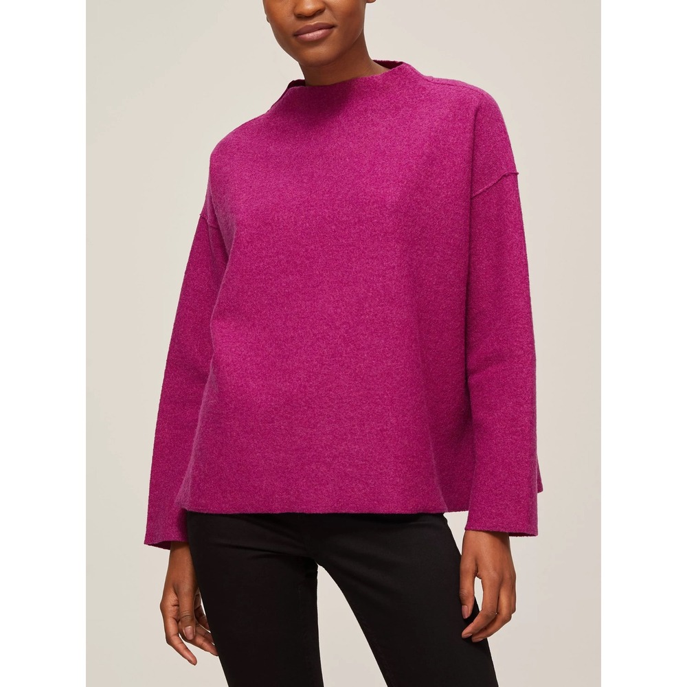 Eileen Fisher Boiled Wool Mock Neck Sweater Magenta Pink Boxy Oversized XL g5